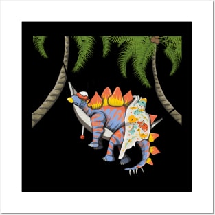 Dinosaur Stegosaurus Bedtime Bedroom Cute Posters and Art